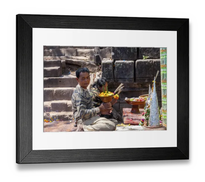 Framed Print : Old stairs at Wat Phou temple, Laos