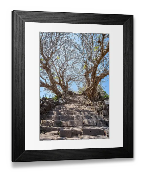 Framed Print : Old stairs at Wat Phou temple, Laos
