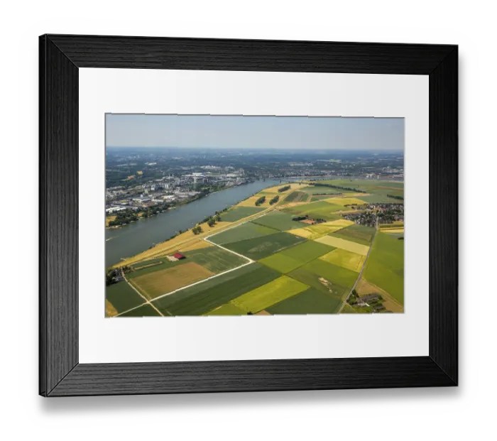 Framed Print : Rhine at Mundelheim with Uerdingen opposite and BundesstraBe 288 bridge Framed Print : Rhine at Mundelheim with Uerdingen opposite and BundesstraBe 288 bridge