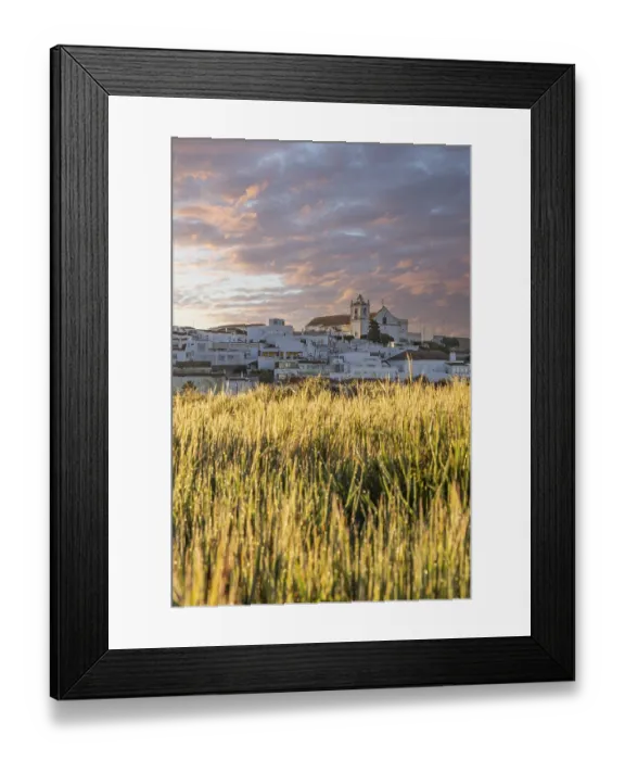 Framed Print : Sunrise with a view of a meadow