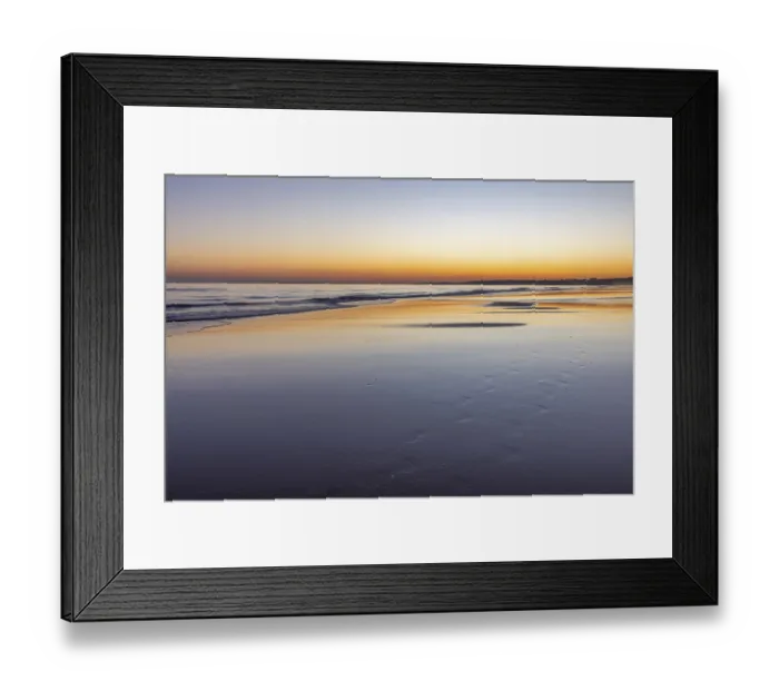 Framed Print : Sea with reflection at low tide in the calm waters of the Atlantic