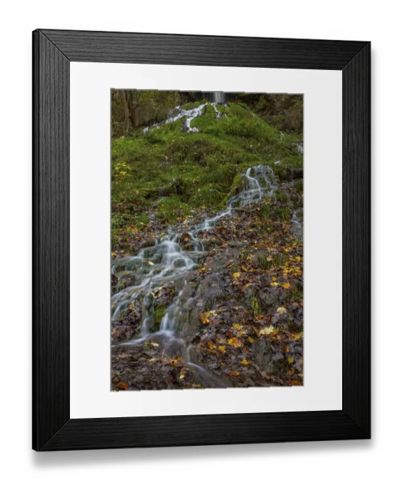 Framed Print : Waterfall in autumn in the middle of the forest