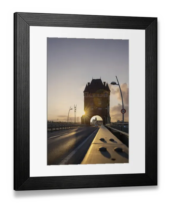Framed Print : A road or motorway leads through an old historic city gate