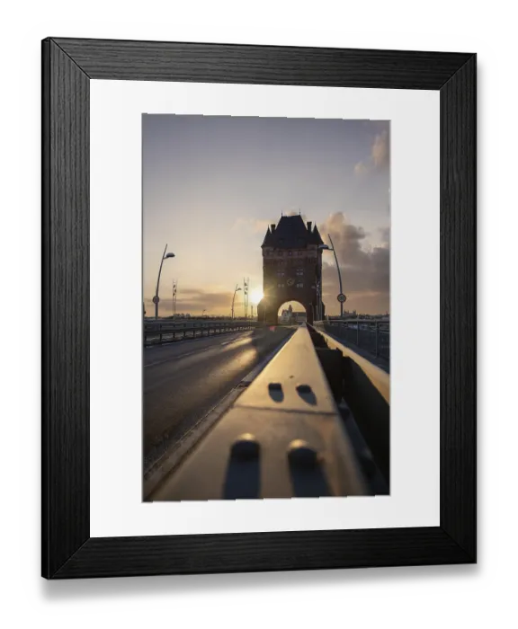 Framed Print : A road or motorway leads through an old historic city gate