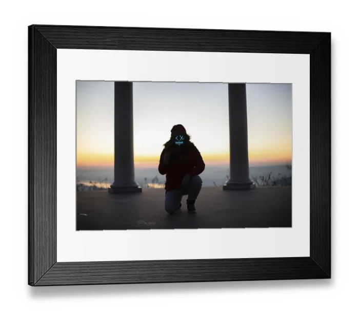 Framed Print : Beautiful park at sunrise on a winter morning