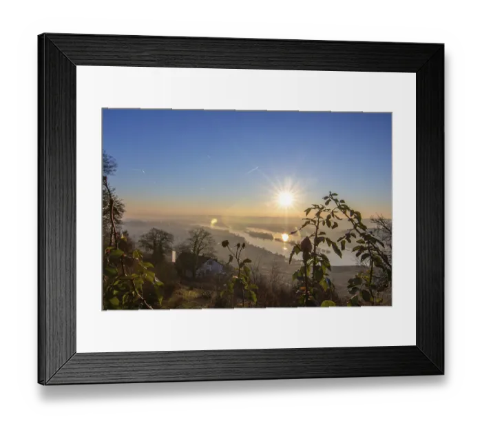Framed Print : Beautiful park at sunrise on a winter morning