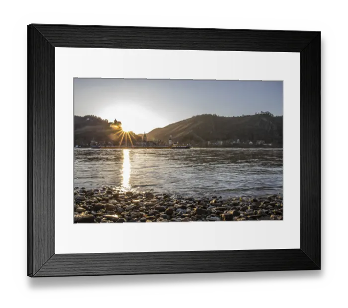Framed Print : Sunset over the hills by the river Framed Print : Sunset over the hills by the river