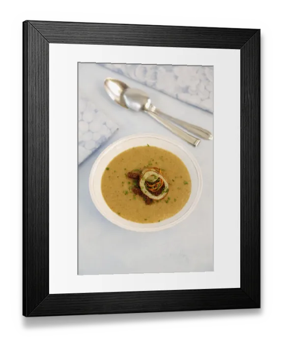 Framed Print : Swabian cuisine, roasted semolina soup