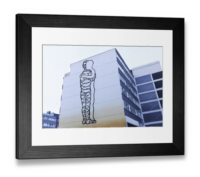 Framed Print : Two figures embrace, one of them is wrapped in barbed wire Framed Print : Two figures embrace, one of them is wrapped in barbed wire