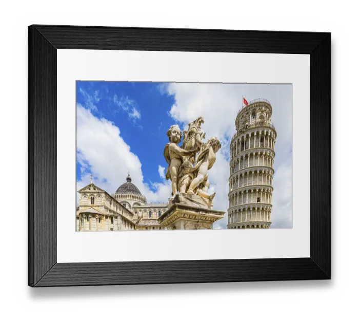 Framed Print : Statue of angels, behind the Leaning Tower and the Cathedral of Santa Maria Assunta Framed Print : Statue of angels, behind the Leaning Tower and the Cathedral of Santa Maria Assunta