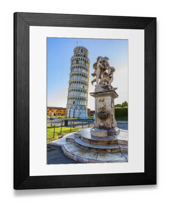 Framed Print : Statue with angels, behind the Leaning Tower Framed Print : Statue with angels, behind the Leaning Tower