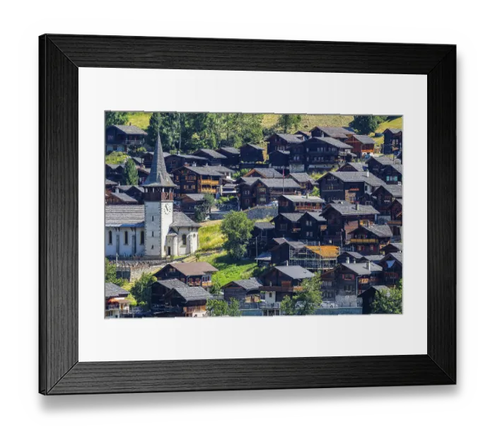Framed Print : The mountain village of Ayer, Saint Anna church