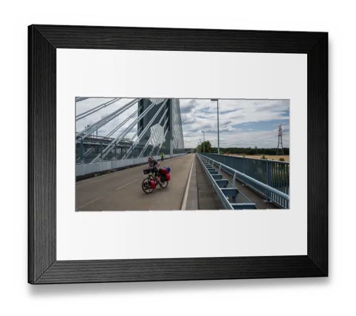 Framed Print : The factory bridge over the River Main in Kelsterbach