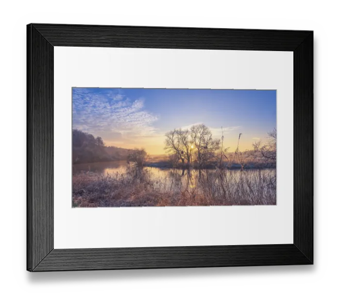 Framed Print : View of the river Leine at sunset