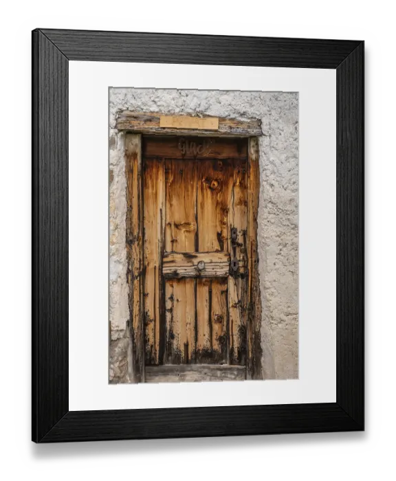 Framed Print : A rustic wooden door from a hut on the Glatsch Alm Framed Print : A rustic wooden door from a hut on the Glatsch Alm