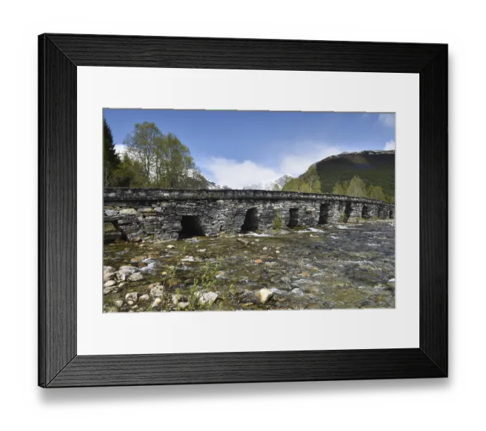 Framed Print : Old stone bridge, Hornindal Bridge over the river Kvitla in Norway