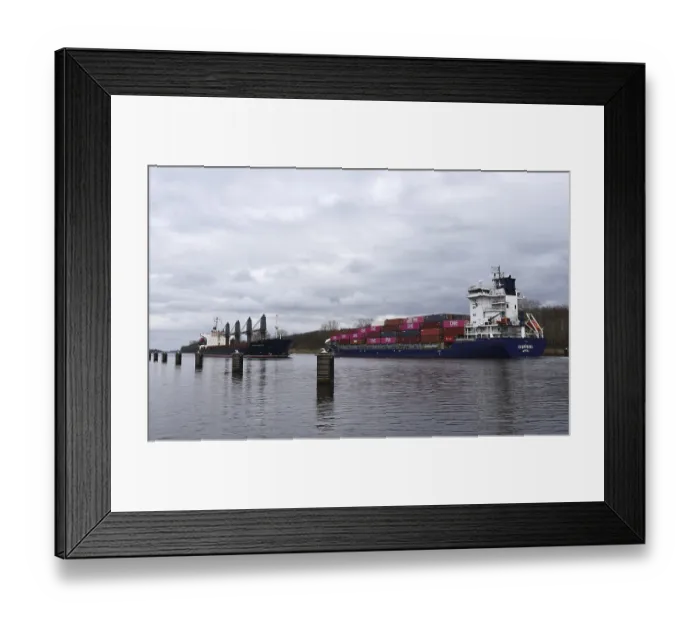 Framed Print : Cargo ship FORTUNE EXPRESS in the Kiel Canal