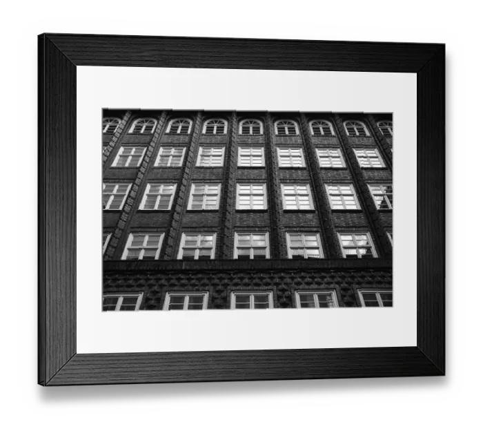 Framed Print : Building in the Hafencity, black and white