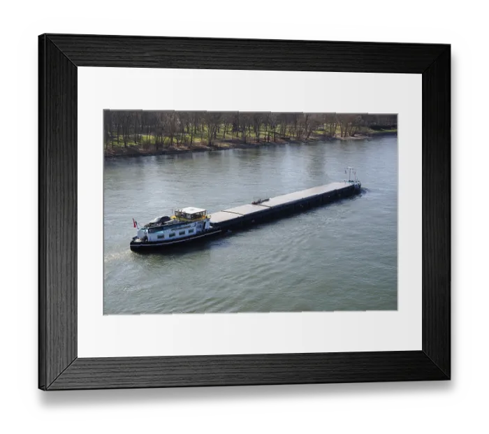 Framed Print : Cargo ship on the Rhine, Bonn, Germany