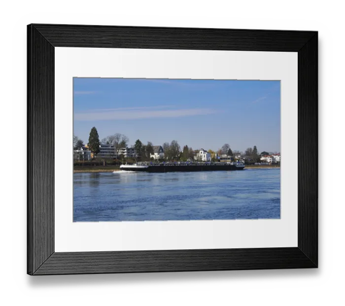 Framed Print : Cargo ship on the Rhine, Bonn, Germany