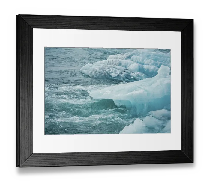 Framed Print : Blue icebergs floating in a cold Framed Print : Blue icebergs floating in a cold
