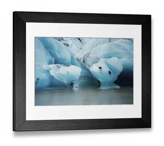Framed Print : Detailed close-up of blue icebergs showcasing cracks and textures