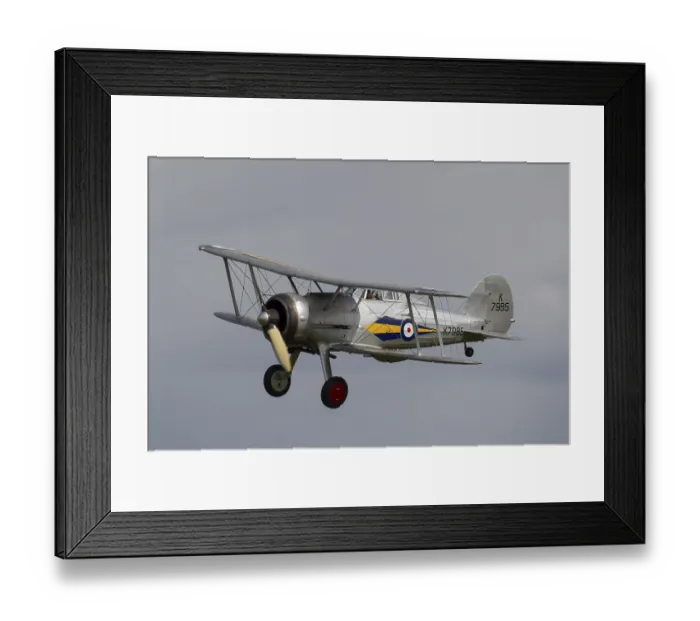 Framed Print : Gloster Gladiator biplane aircraft in RAF Royal air force colours flying
