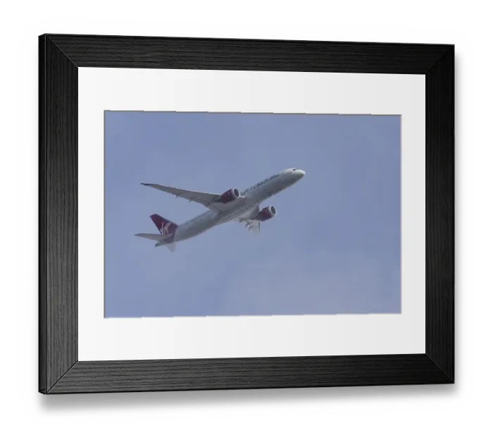 Framed Print : Boeing 787-9 Dreamliner jet passenger aircraft of Virgin Atlantic airlines in flight in a blue sky Framed Print : Boeing 787-9 Dreamliner jet passenger aircraft of Virgin Atlantic airlines in flight in a blue sky