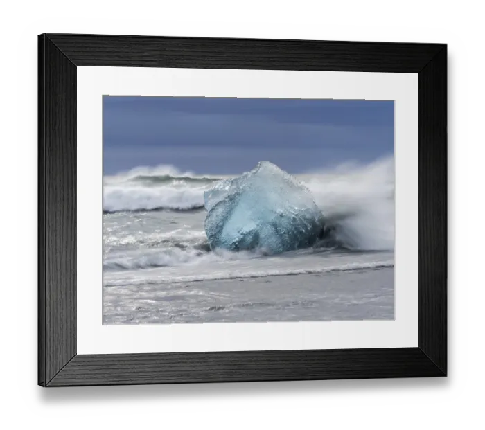 Framed Print : Diamond Beach, iceberg in the surf