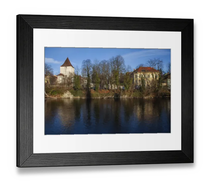Framed Print : Freimannsturm, medieval town tower on the River Mur Framed Print : Freimannsturm, medieval town tower on the River Mur