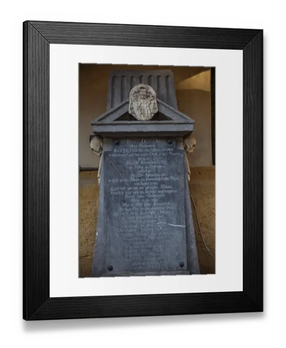 Framed Print : Gravestone, coat of arms of Bishop Alexander Franz Joseph Graf von Engel
