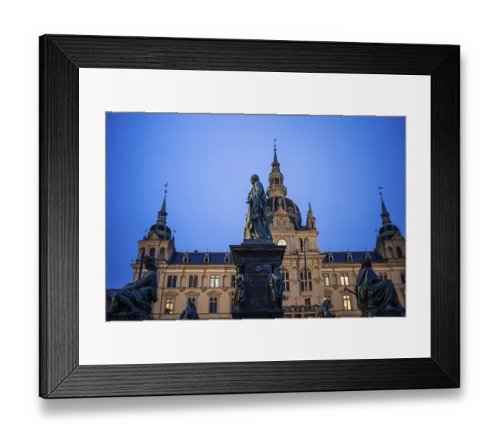 Framed Print : Fountain with monument to Archduke Johann on the main square Framed Print : Fountain with monument to Archduke Johann on the main square