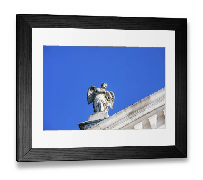 Framed Print : Stone sculpture, angel figure, detail of the church of San Giorgio Maggiore Framed Print : Stone sculpture, angel figure, detail of the church of San Giorgio Maggiore