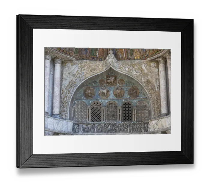 Framed Print : St Mark's Basilica, detail of the portal of St Alypius