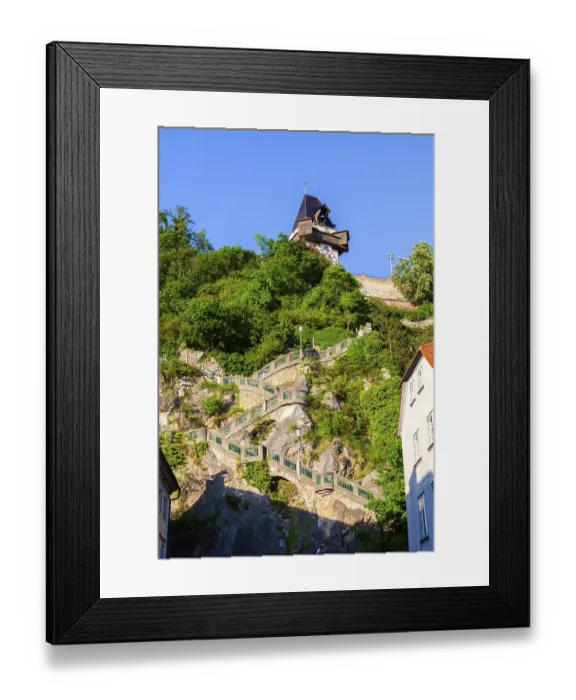 Framed Print : Clock tower on the Schlossberg Framed Print : Clock tower on the Schlossberg