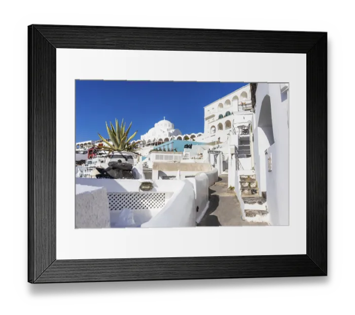 Framed Print : White buildings, orthodox cathedral at the back Framed Print : White buildings, orthodox cathedral at the back