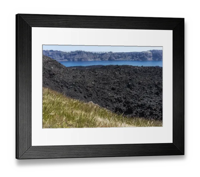 Framed Print : Lava scree, view of the caldera from the volcanic island of Nea Kameni Framed Print : Lava scree, view of the caldera from the volcanic island of Nea Kameni