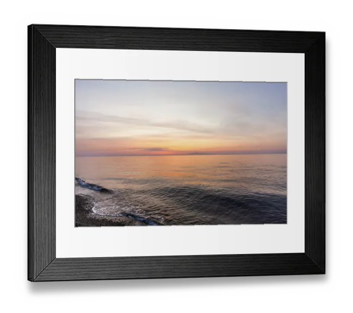 Framed Print : Sunrise over the sea, behind Anafi island