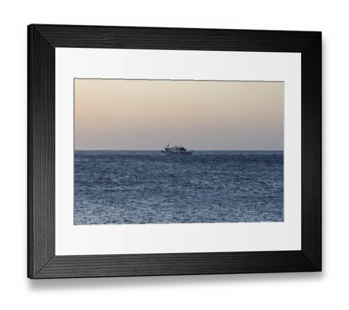 Framed Print : Fishing boat off Santorini, Kamari