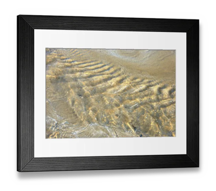 Framed Print : Water on the sand, Sunlit ripples over sand create textured patterns and reflections in shallow water Framed Print : Water on the sand, Sunlit ripples over sand create textured patterns and reflections in shallow water