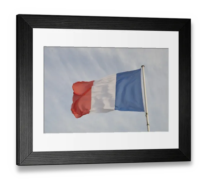 Framed Print : French flag on cloudy sky Framed Print : French flag on cloudy sky