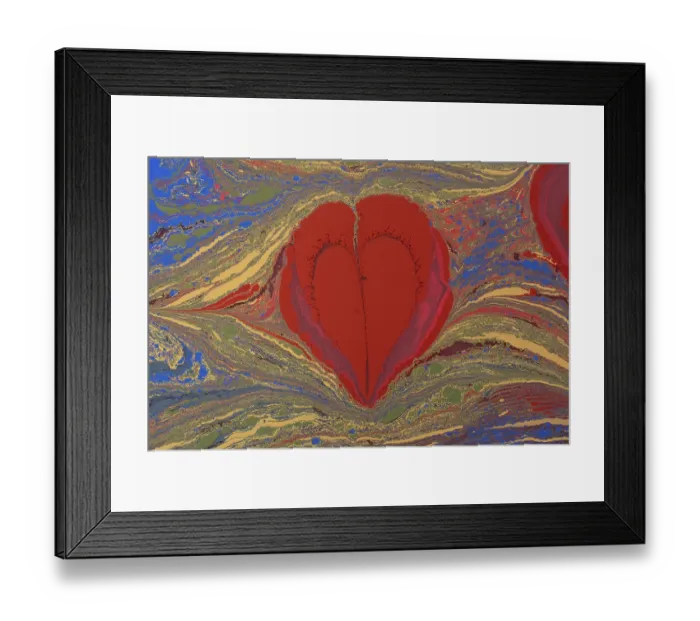 Framed Print : Abstract creative marbling pattern with love concept for fabric