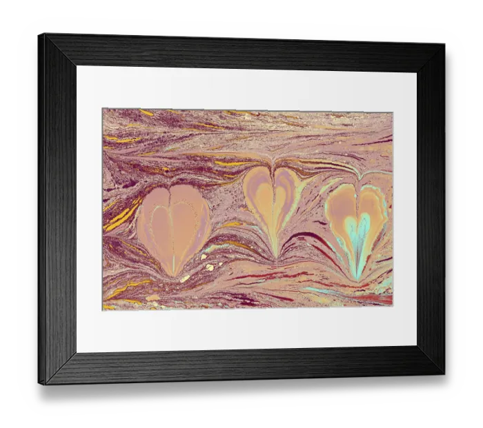 Framed Print : Abstract creative marbling pattern with love concept for fabric