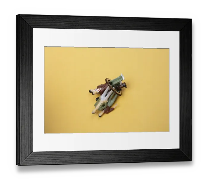 Framed Print : Colorful diverse miniature people figurines make crowd on ground