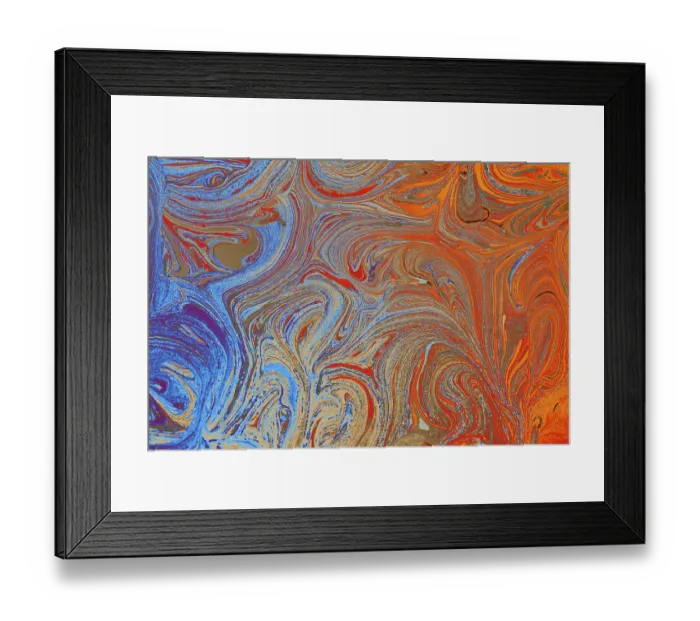 Framed Print : Abstract marbling floral pattern for fabric