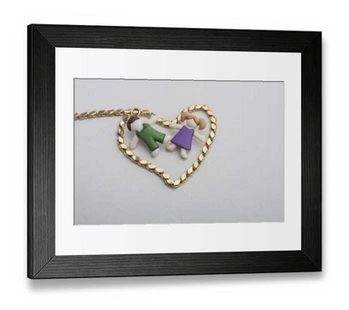 Framed Print : Heart shaped made of gold chain Valentines Day
