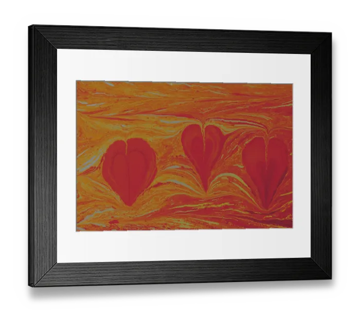 Framed Print : Abstract creative marbling pattern with love concept for fabric