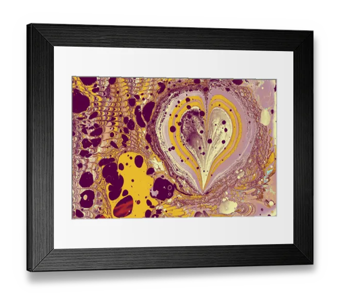 Framed Print : Abstract creative marbling pattern with love concept for fabric