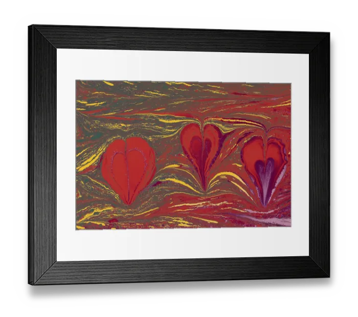 Framed Print : Abstract creative marbling pattern with love concept for fabric