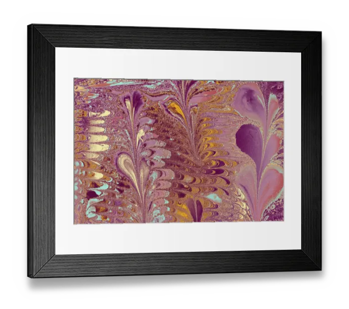 Framed Print : Abstract marbling floral pattern for fabric